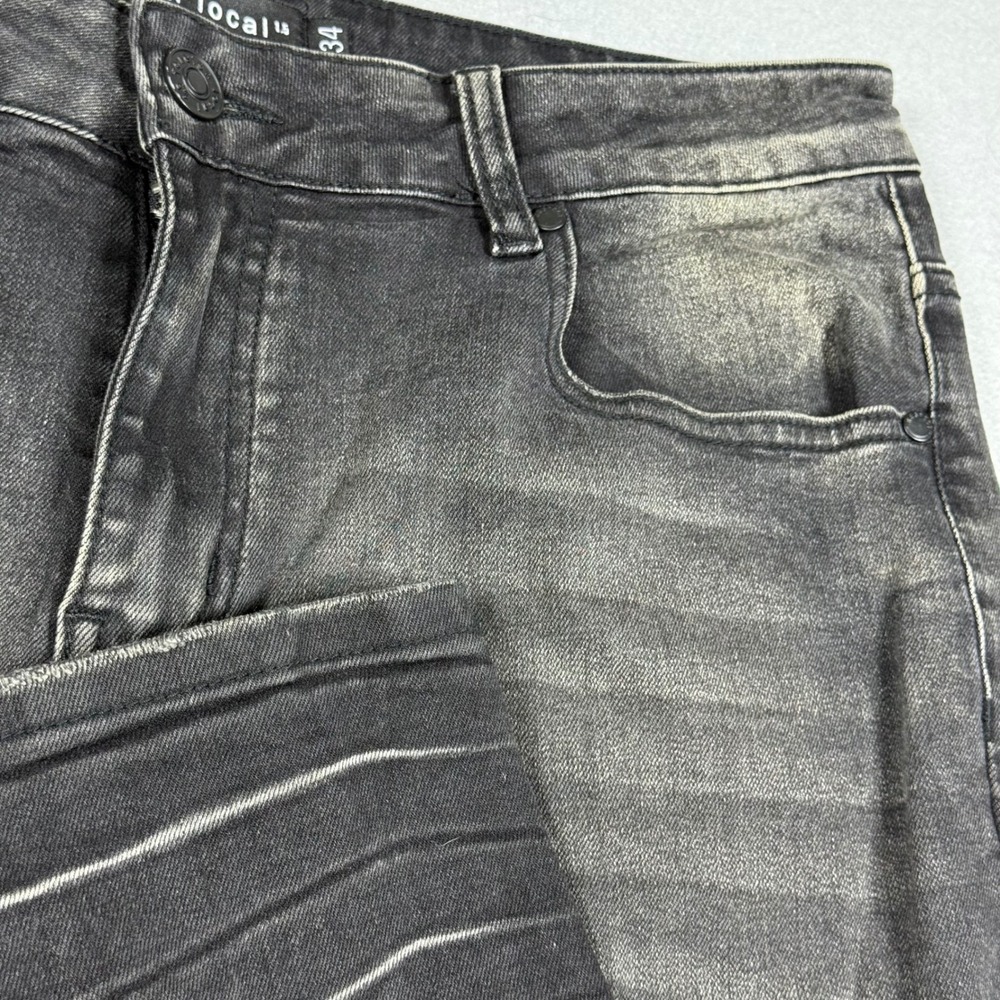 Foreign Local 1.5 Mens Black Distressed Skinny Jeans Faded Ripped Streetwear 34